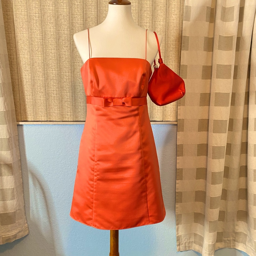 COPY - David’s Bridal short spaghetti strap dress and clutch